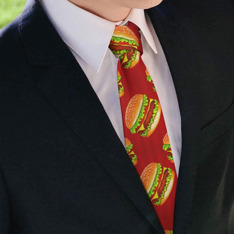 Giinly Hamburger Red Food Mens Ties Funny Long Neckties For Men Big And Tall, 61'' Xl Neck Tie - Image 5